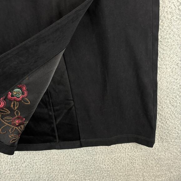 Vtg Y2K Skirt Large Embroidered Boho Dark Fairy Whimsygoth Floral Feminine - Picture 3 of 8